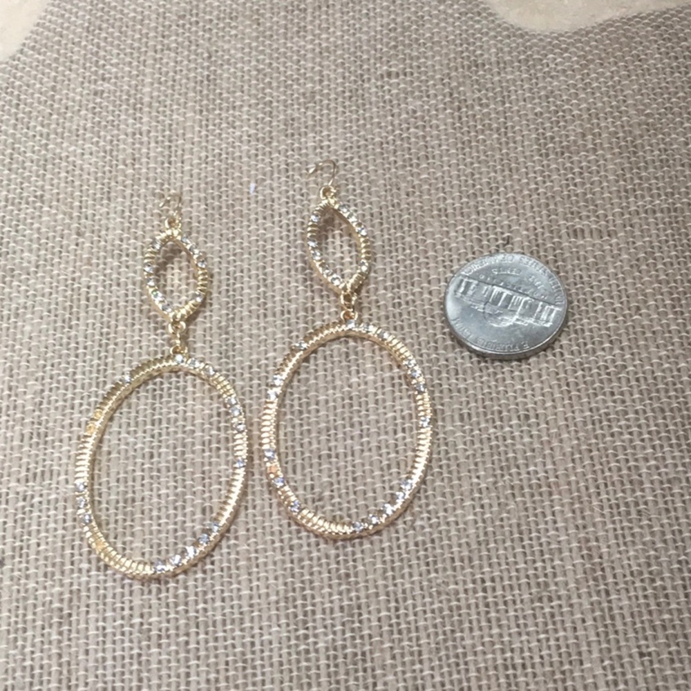 Gold & Crystal Double Hoops - Picture 3 of 3